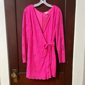 Vibrant Pink Lace Romper